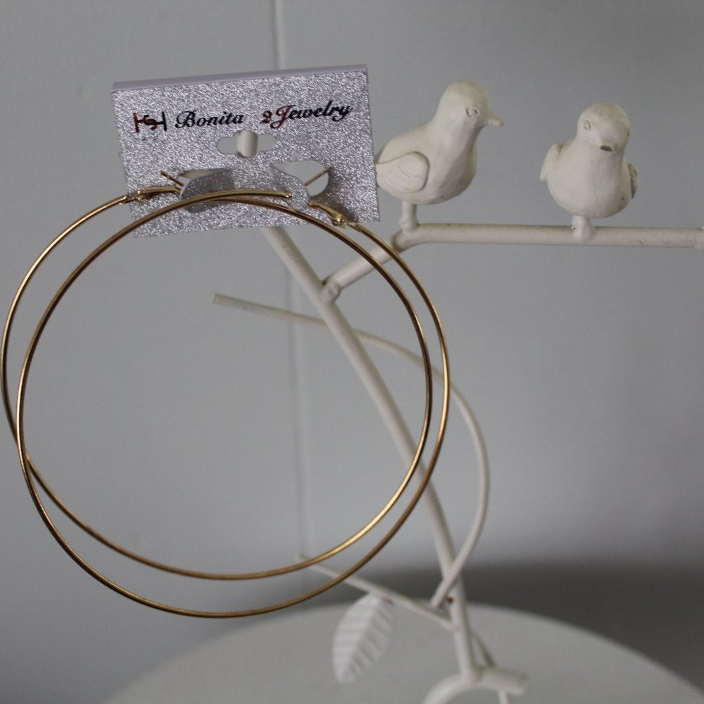 Bonita Jewely Large Gold Tone Hoop Earrings